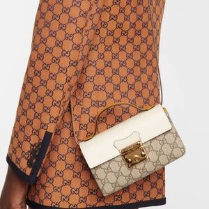 Gucci Beige and White Mini Bag with Gold Accents